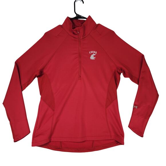 WA State Cougars 1/4 Zip Pullover XL Women Under Armour Red Wicking Breathable‎ - Picture 1 of 14